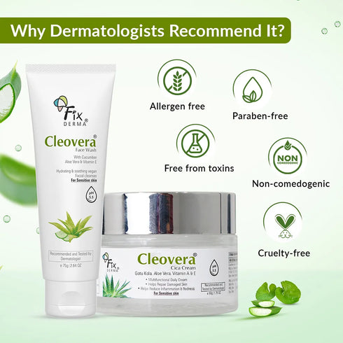 Fixderma Skincare Cleovera Face Wash And Cream Combo Pack For All Skin Types
